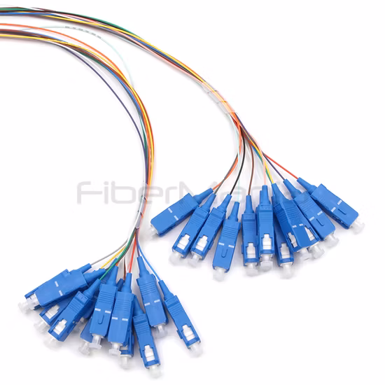 Пучок жил SC/UPC, 24 жилы, разветвленный оптоволоконный вывод, одномодовый, 9/125 мкм, желтая оболочка